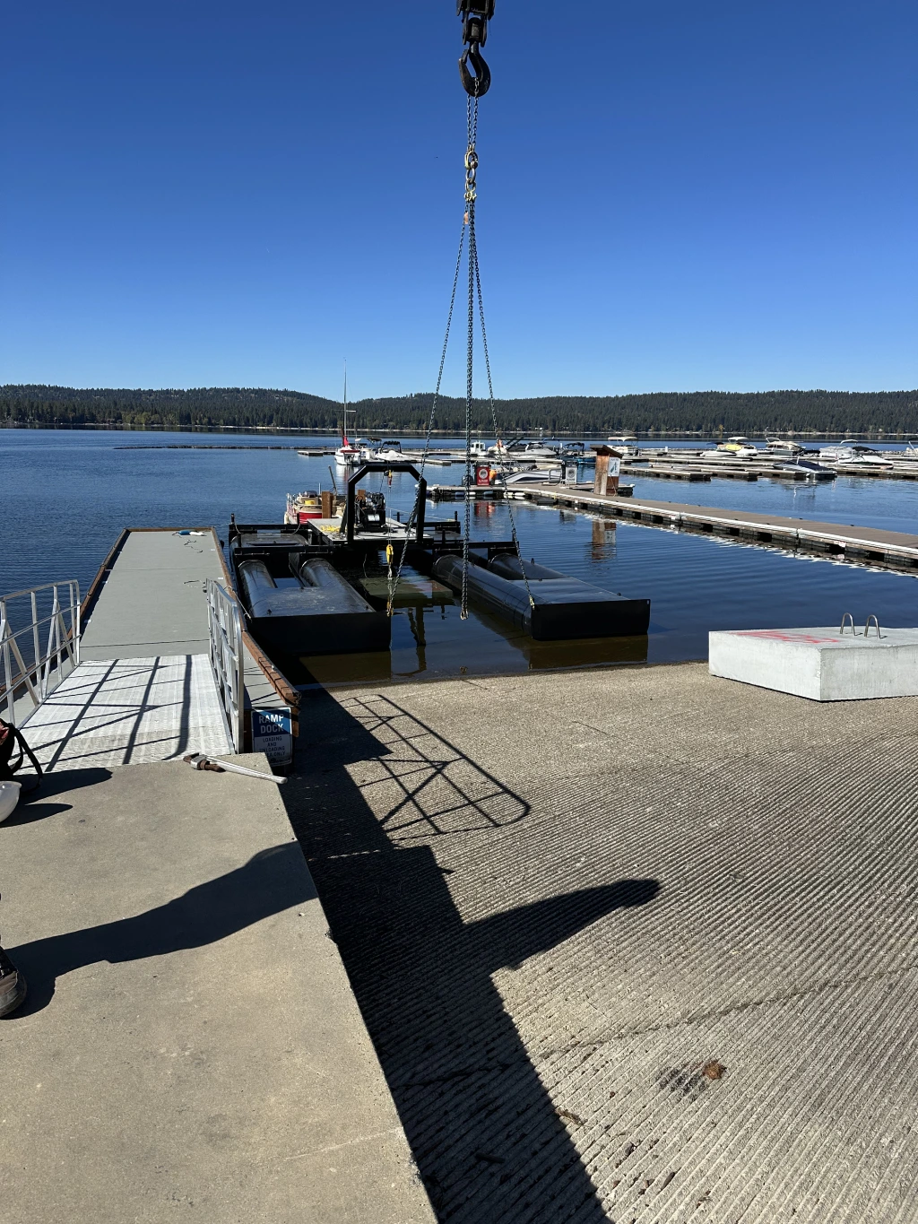 Mile High Marina Mile High Marina project showing a high-load wave attenuator installation on Payette Lake in McCall, Idaho